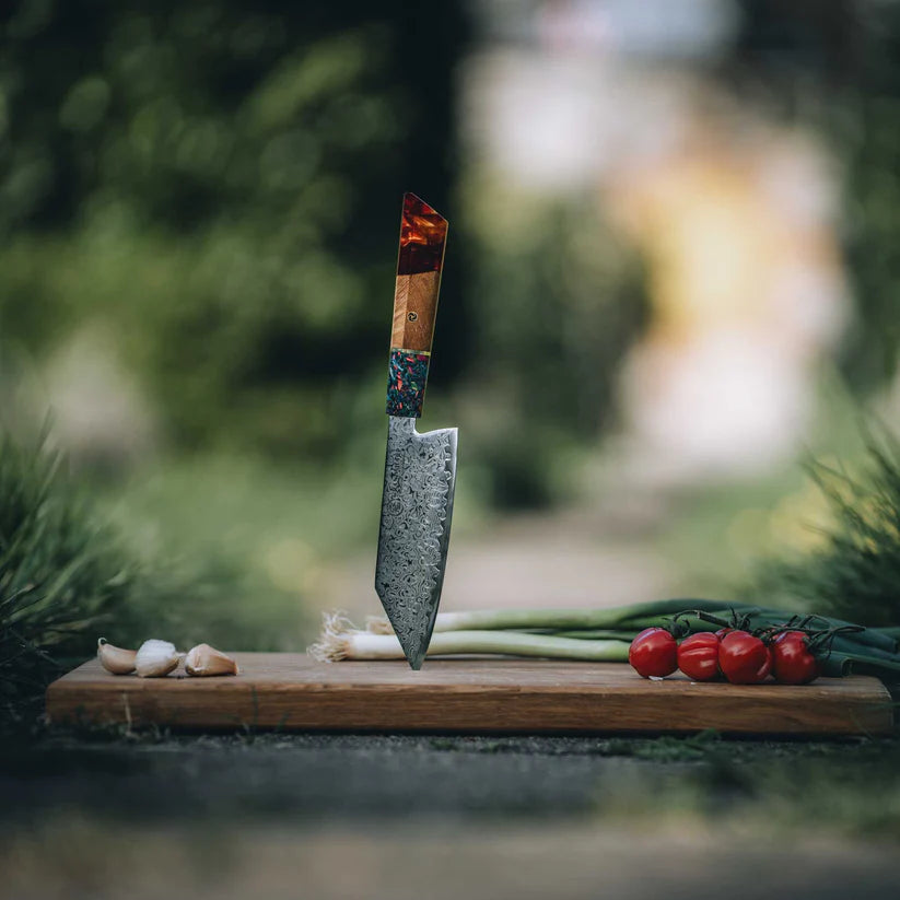 Couteau de barbecue en acier damassé