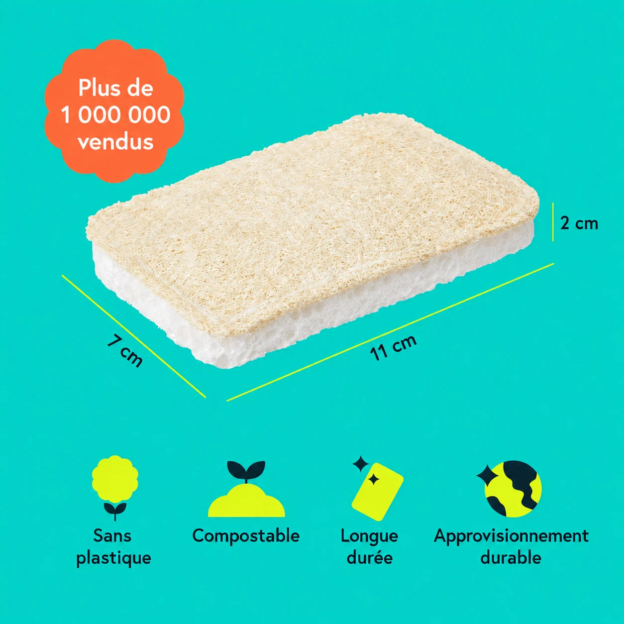 BioMousse™ - Eponge sans plastique (Lot de 4)