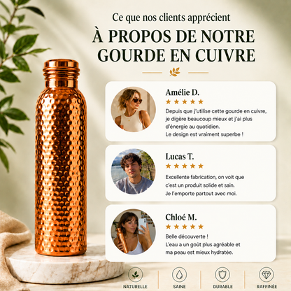 Gourde en Cuivre – L’Eau Purifiée Naturellement, Sans Plastique