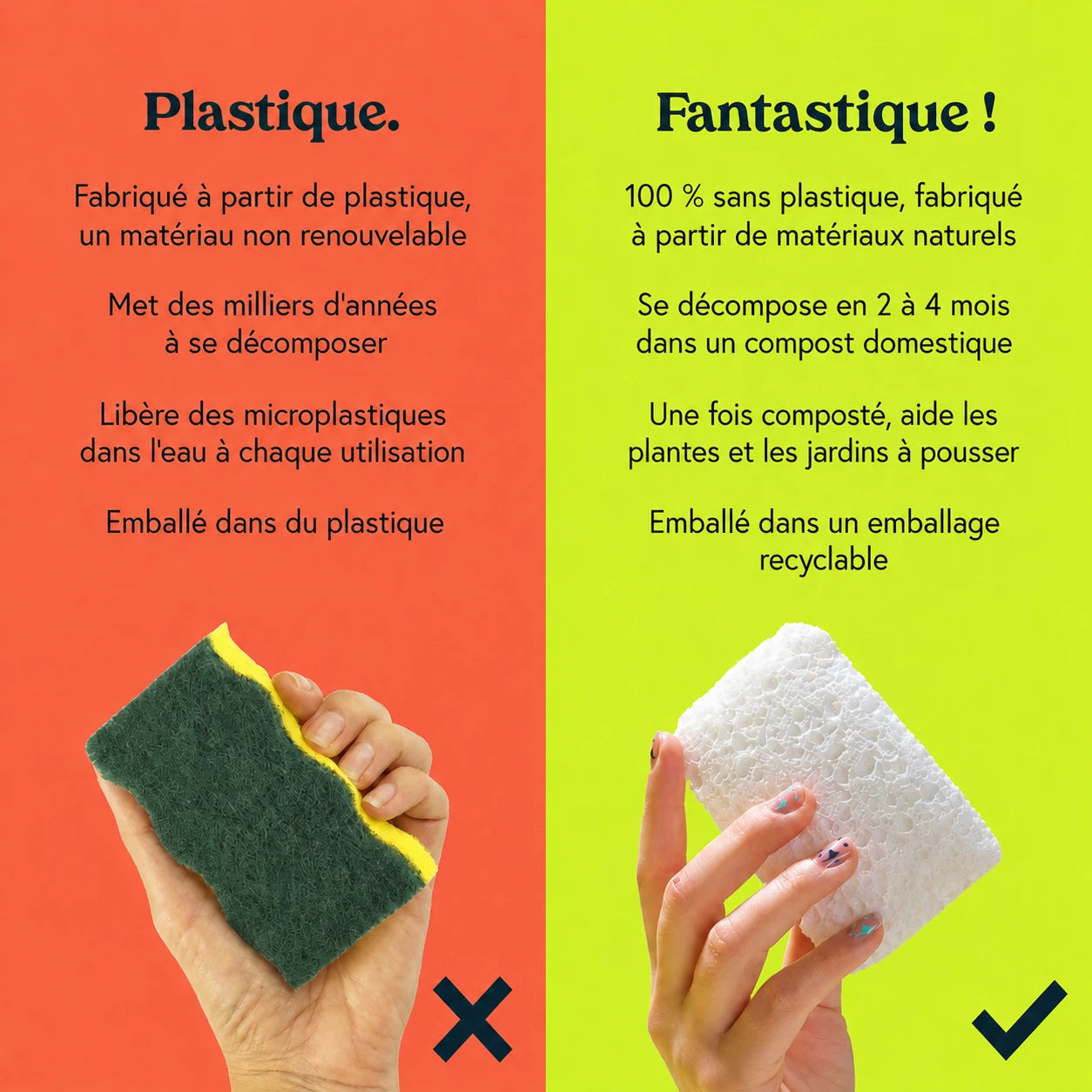 BioMousse™ - Eponge sans plastique (Lot de 4)