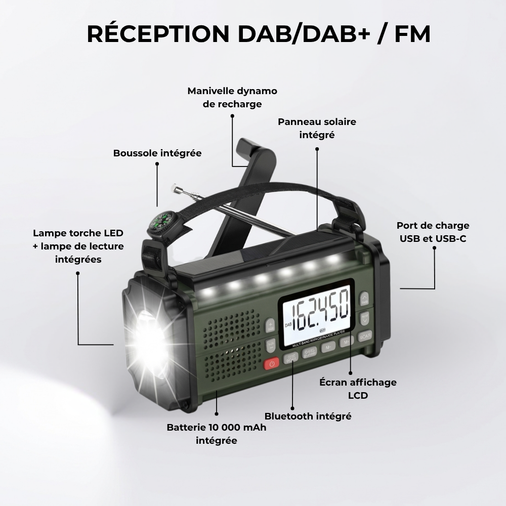 Sentinelle Premium ULTRA™ – Radio d'urgence DAB+ Multifonctions
