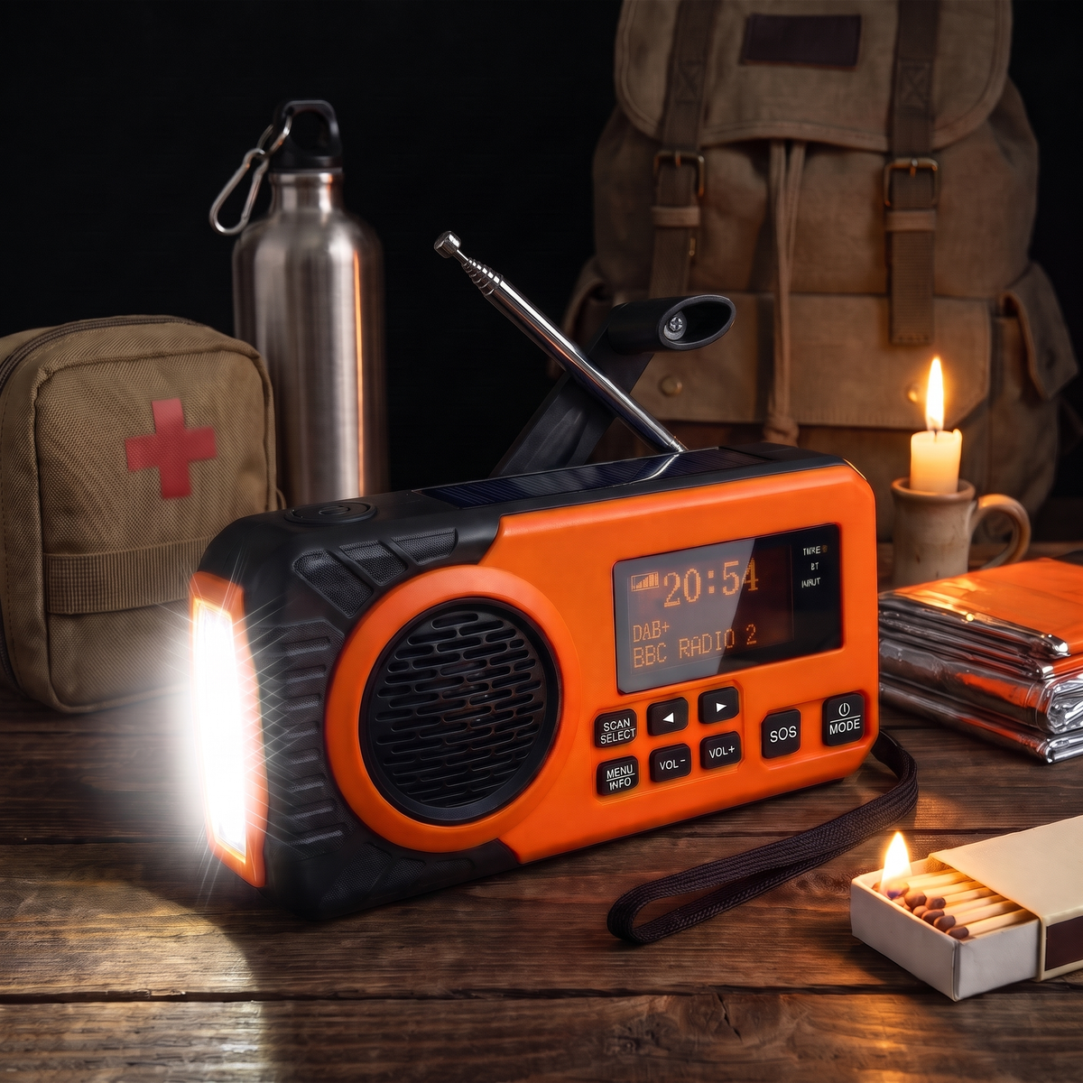Radio di emergenza DAB+ Sentinella Premium in un kit di sopravvivenza