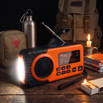 Radio di emergenza DAB+ Sentinella Premium in un kit di sopravvivenza
